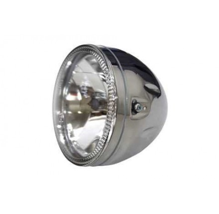 HIGHSIDER 5 3/4 cala główne światło SKYLINE z LED-owym przednim ringiem światła, chromowana metalowa obudowa, H4, 12V 60/55 W,