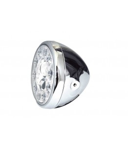 HIGHSIDER 7 cali LED lampa przednia RENO, chromowana metalowa obudowa, przezroczyste szkło, boczne mocowanie, posiada homologac