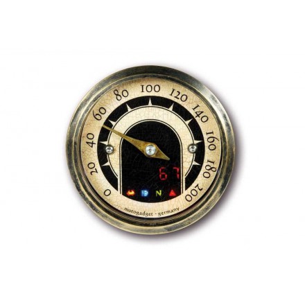 Motogadget MST Vintage, 49mm analogowy prędkościomierz wraz z pierścieniem z mosiądzu