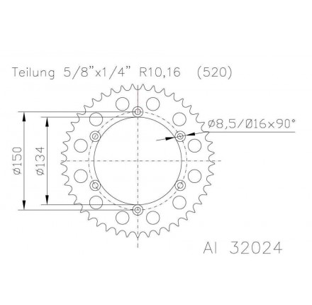 Zębatka aluminiowa, 50 zębów