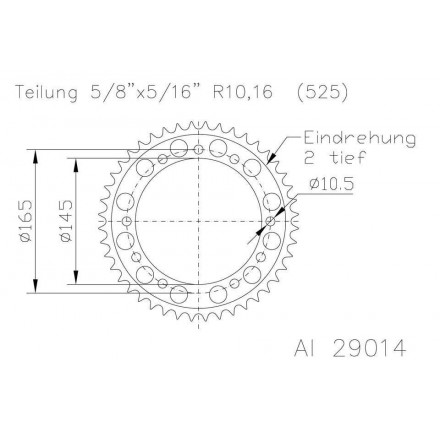 Zębatka aluminiowa, 44 zęby