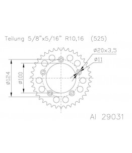 Zębatka aluminiowa, 39 zęby