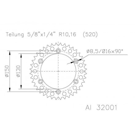 Zębatka aluminiowa, 49 zębów