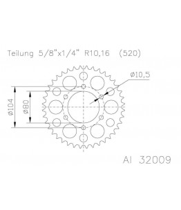 Zębatka aluminiowa, 43 zębów