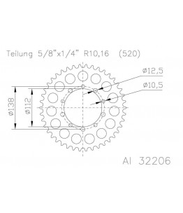 Zębatka aluminiowa, 43 zęby
