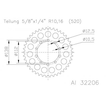 Zębatka aluminiowa, 43 zęby