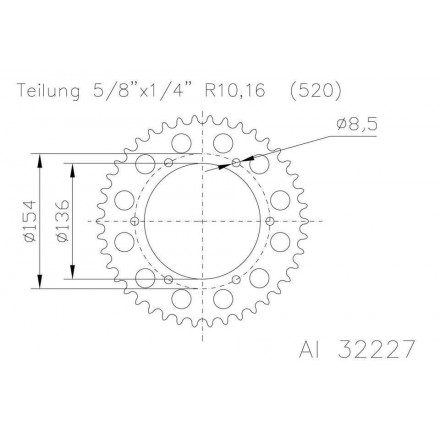Zębatka aluminiowa, 47 zębów