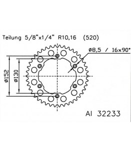 Zębatka aluminiowa, 52 zęby