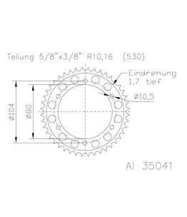Zębatka aluminiowa, 43 zęby