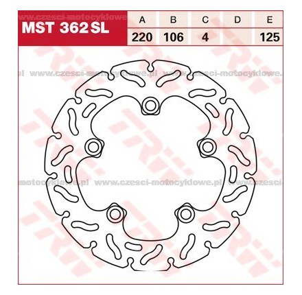 Tarcza hamulcowa TRW, sztywna, sport kod: MST 362 SL