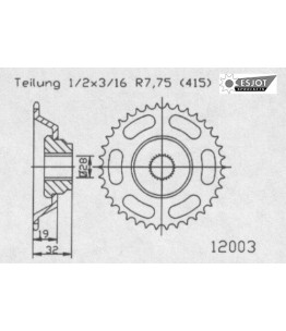 Zestaw napędowy ESJOT do Aprilia 50 AF-1 Europa-Futura (90-91)