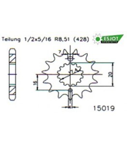 Zestaw napędowy ESJOT do Derbi 125 GPR Nude Sport (06-08)