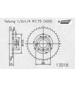 Zestaw napędowy ESJOT do Derbi 50 Senda L-R (96-97)