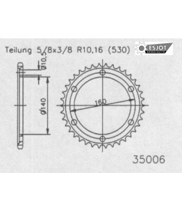 Zestaw napędowy ESJOT do Kawasaki 1000 ZX B1-B3 Ninja (ZX10) 530 Conversion (88-90)