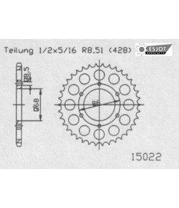 Zestaw napędowy ESJOT do Kawasaki 125 BN A1-A8,A6F,A7F Eliminator (98-07)