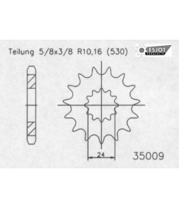 Zestaw napędowy ESJOT do Kawasaki 1400 ZX-14 (ZX1400 C9F, CAF) Ninja (09-10)