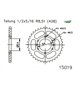 Zestaw napędowy ESJOT do Suzuki 125 TS C,ER-N,T,X (78-82)