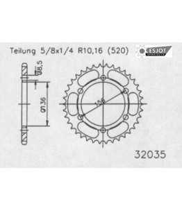 Zestaw napędowy ESJOT do Suzuki 250 TV (RGV250 Wolf) VJ21A Japan (89-90)
