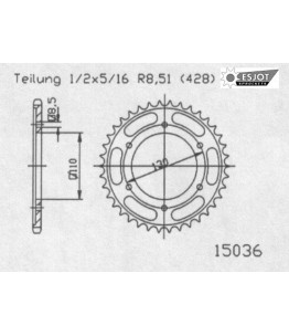 Zestaw napędowy ESJOT do Yamaha 125 TZR R (80kmh) Germany (97-99)