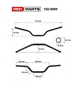 Uniwersalna stalowa kierownica motocyklowa SPEED - czarna