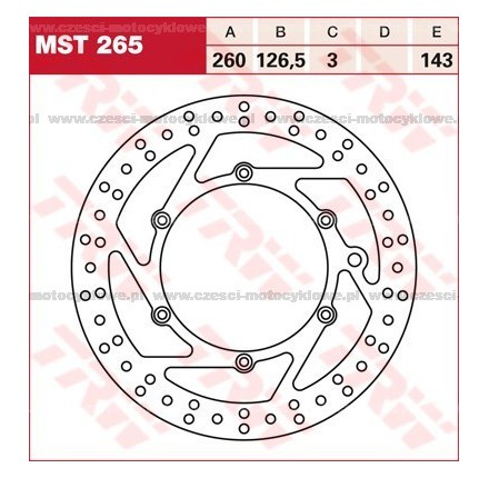 Tarcza hamulcowa TRW, sztywna kod: MST 265