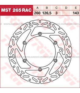 Tarcza hamulcowa TRW, sztywna, tuningowa RAC kod: MST 265 RAC