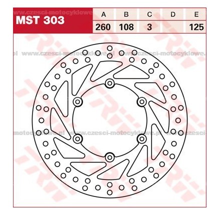 Tarcza hamulcowa TRW, sztywna kod: MST 303