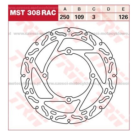 Tarcza hamulcowa TRW, sztywna, tuningowa RAC kod: MST 308 RAC