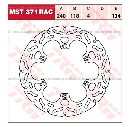 Tarcza hamulcowa TRW, sztywna, tuningowa RAC kod: MST 371 RAC