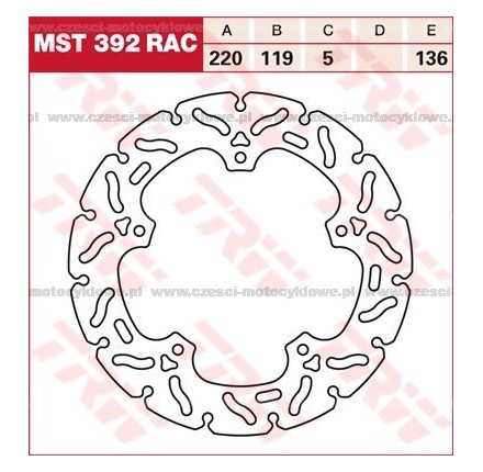 Tarcza hamulcowa TRW, sztywna, tuningowa RAC kod: MST 392 RAC