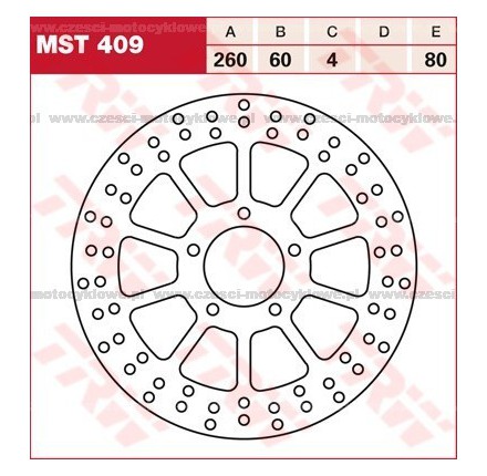 Tarcza hamulcowa TRW, sztywna kod: MST 409