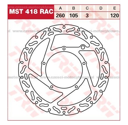 Tarcza hamulcowa TRW, sztywna, tuningowa RAC kod: MST 418 RAC