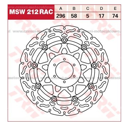 Tarcza hamulcowa TRW, pływająca, tuningowa RAC kod: MSW 212 RAC