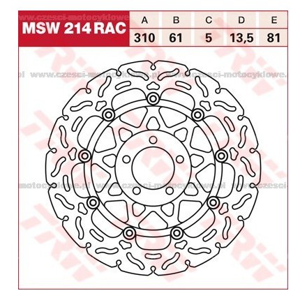 Tarcza hamulcowa TRW, pływająca, tuningowa RAC kod: MSW 214 RAC