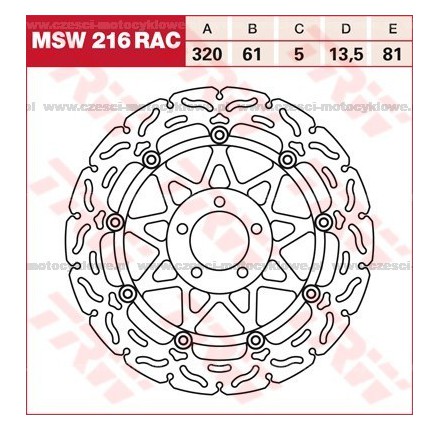 Tarcza hamulcowa TRW, pływająca, tuningowa RAC kod: MSW 216 RAC