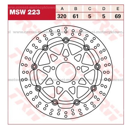 Tarcza hamulcowa TRW, pływająca kod: MSW 223