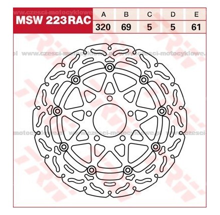 Tarcza hamulcowa TRW, pływająca, tuningowa RAC kod: MSW 223 RAC