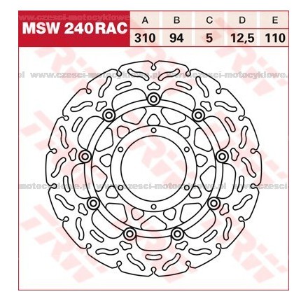 Tarcza hamulcowa TRW, pływająca, tuningowa RAC kod: MSW 240 RAC