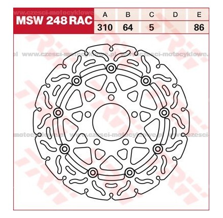 Tarcza hamulcowa TRW, pływająca, tuningowa RAC kod: MSW 248 RAC