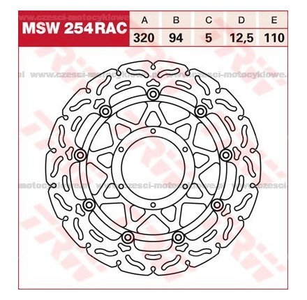 Tarcza hamulcowa TRW, pływająca, tuningowa RAC kod: MSW 254 RAC