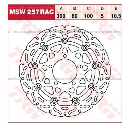 Tarcza hamulcowa TRW, pływająca, tuningowa RAC kod: MSW 257 RAC