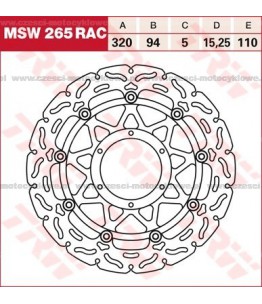 Tarcza hamulcowa TRW, pływająca, tuningowa RAC kod: MSW 265 RAC