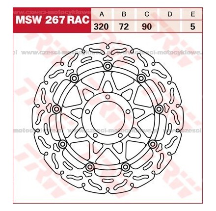 Tarcza hamulcowa TRW, pływająca, tuningowa RAC kod: MSW 267 RAC