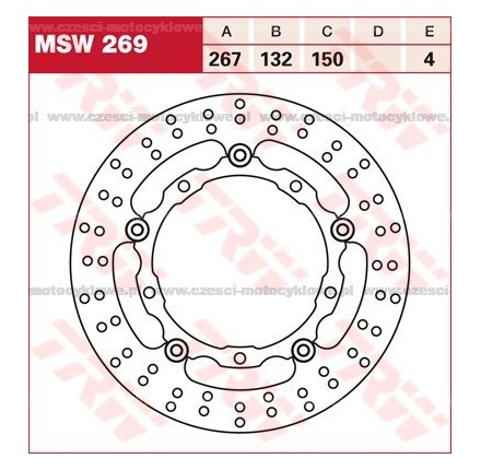 Tarcza hamulcowa TRW, pływająca kod: MSW 269