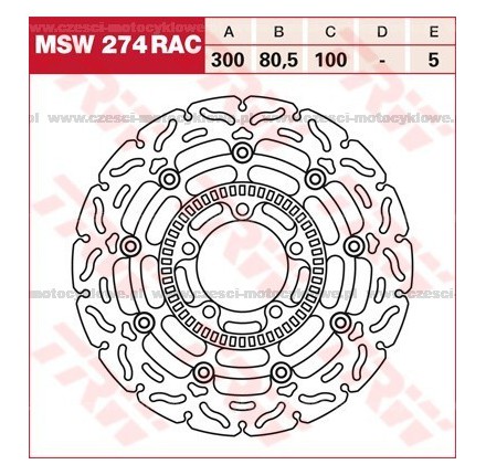 Tarcza hamulcowa TRW, pływająca, tuningowa RAC kod: MSW 274 RAC