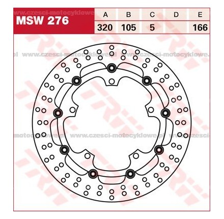 Tarcza hamulcowa TRW, pływająca kod: MSW 276