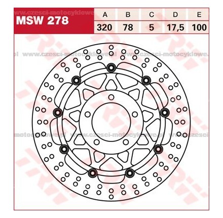 Tarcza hamulcowa TRW, pływająca kod: MSW 278