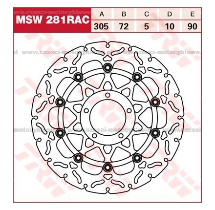 Tarcza hamulcowa TRW, pływająca, tuningowa RAC kod: MSW 281 RAC