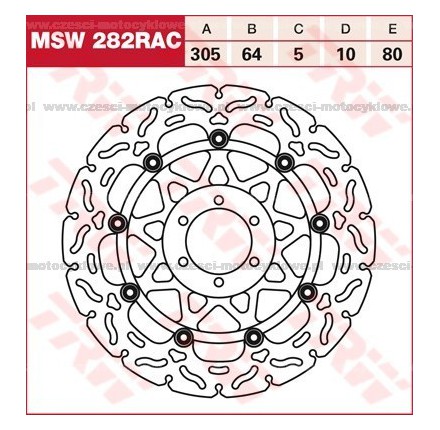 Tarcza hamulcowa TRW, pływająca, tuningowa RAC kod: MSW 282 RAC