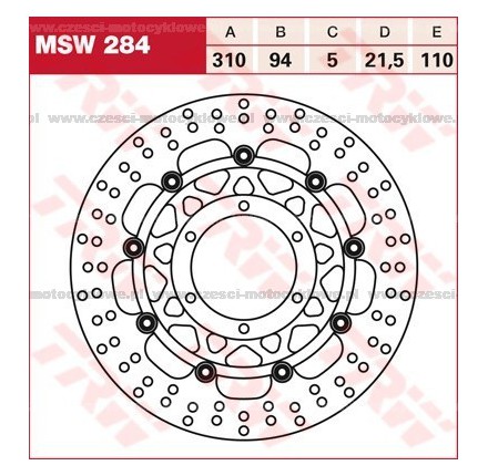 Tarcza hamulcowa TRW, pływająca kod: MSW 284